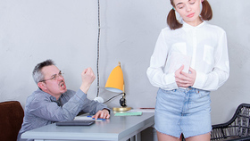 Babe rewards old teacher with a crazy fuck action